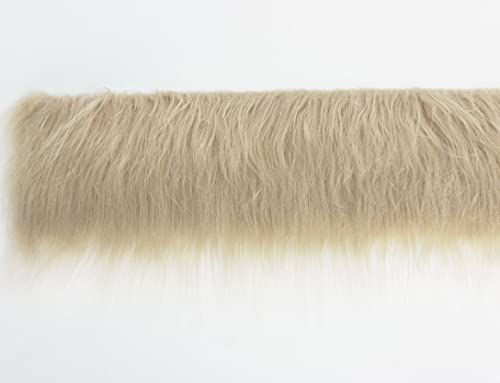 FOLGOS Shaggy Plush Faux Fur Fabric Precut Strips Fluffy Fuzzy Craft Fur for Gnomes Beard Hair Cosplay Costume Dwarf Decoration (Beige, 2x60 inch) - Image 4