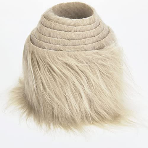 FOLGOS Shaggy Plush Faux Fur Fabric Precut Strips Fluffy Fuzzy Craft Fur for Gnomes Beard Hair Cosplay Costume Dwarf Decoration (Beige, 2x60 inch) - Image 5
