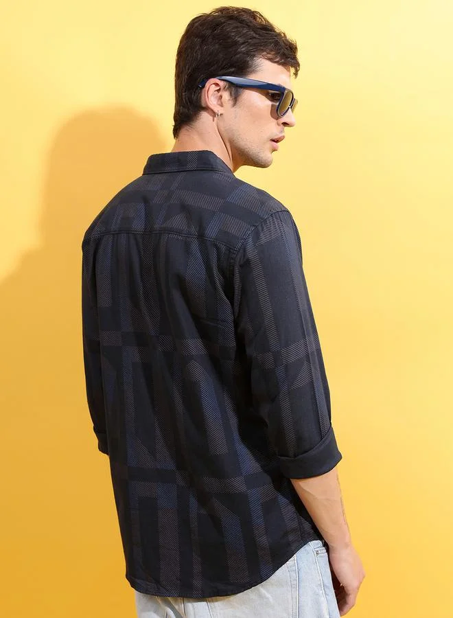 HIGHLANDER HIGHLANDER Printed Slim Fit Shirt with Pocket