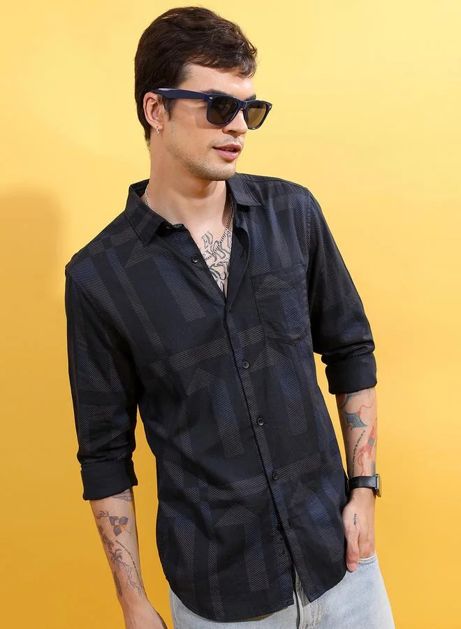 HIGHLANDER HIGHLANDER Printed Slim Fit Shirt with Pocket