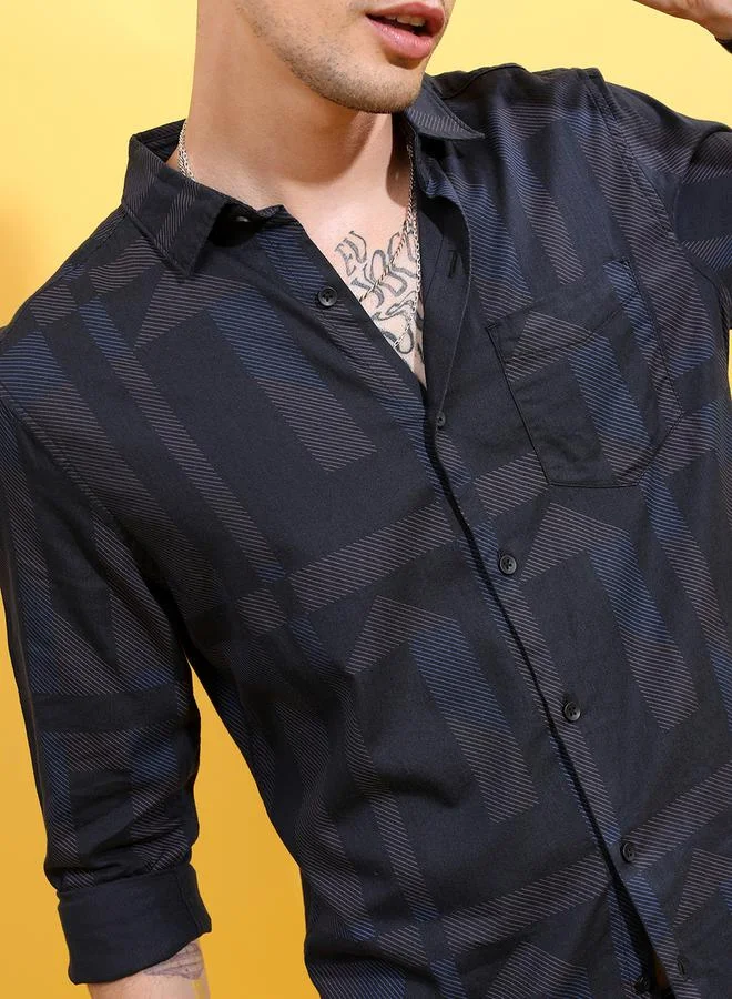 HIGHLANDER HIGHLANDER Printed Slim Fit Shirt with Pocket