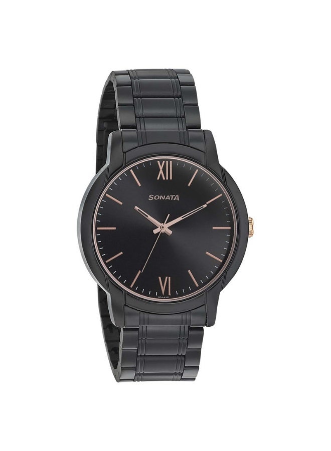 Sonata Beyond Gold 77031KM03 Men's Watch – Black Dial, Black Metal Strap, Quartz Movement - Image 1