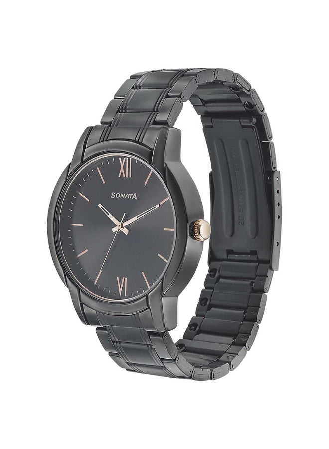 Sonata Beyond Gold 77031KM03 Men's Watch – Black Dial, Black Metal Strap, Quartz Movement - Image 2