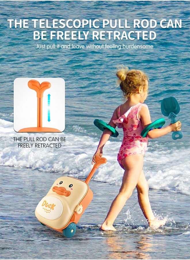 GROIC - Duck Sand Toys Beach Toys Set 8Pcs: Include Duck Trolley Case, Sand Molds, Rake, Shovel & Accessories, Bath Toys for Kids - Image 1