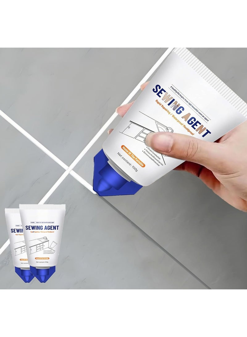 2pcs بلاط Grout الطلاء الأسمنت الكراك ملء Grout سيلر للدش بلاط أرضية بلاط وحل أكثر اكتمالا لملء الشقوق والثغرات في أسطح البلاط سهلة وآمنة للاستخدام الأبيض - Image 1