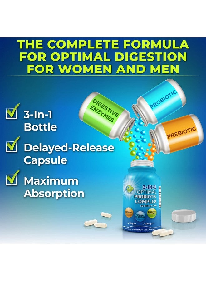 Supplements Studio بروبيوتيك مع إنزيمات هضمية وبريبايوتيك للنساء والرجال 3 في 1 بروبيوتيك نباتي بريبايوتيك معقد إنزيمات متعددة لصحة الأمعاء أقصى امتصاص كبسولات إطلاق مؤجل إمداد لمدة 2 شهر - Image 5