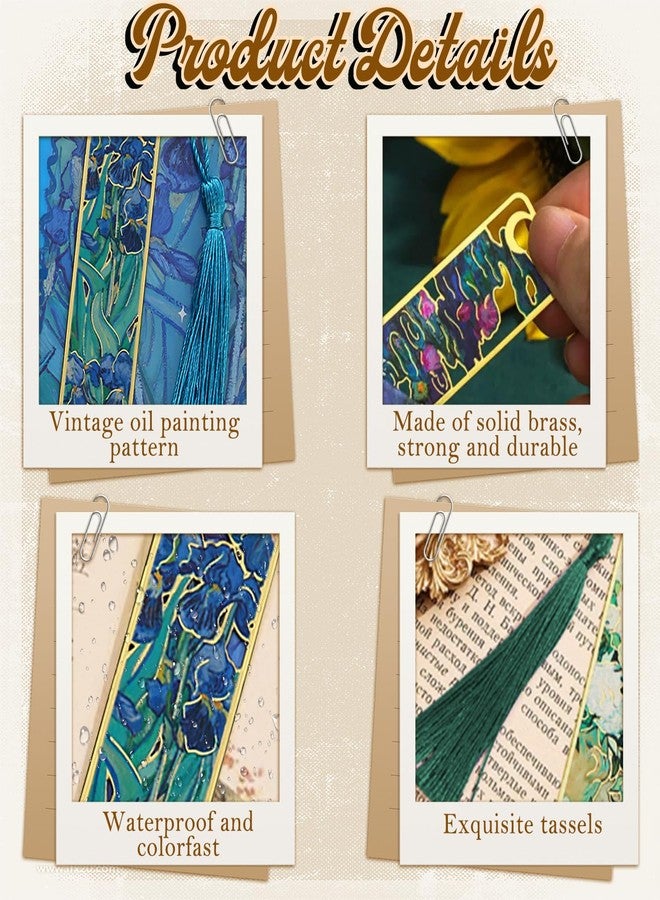 CoolShef Metal Bookmarks Set of 5 with Tassels – Aesthetic Golden Hollow Van Gogh-Inspired Design, Artistic Bookmark Metal for Readers, Students, Book Lovers, Men, Women, Teens, Kids - Image 3