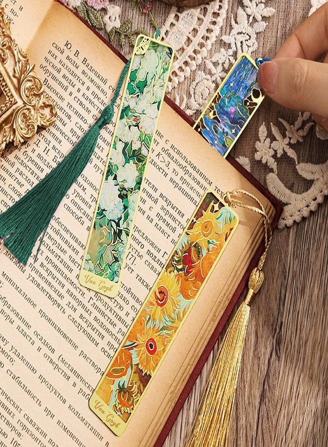 CoolShef Metal Bookmarks Set of 5 with Tassels – Aesthetic Golden Hollow Van Gogh-Inspired Design, Artistic Bookmark Metal for Readers, Students, Book Lovers, Men, Women, Teens, Kids - Image 5