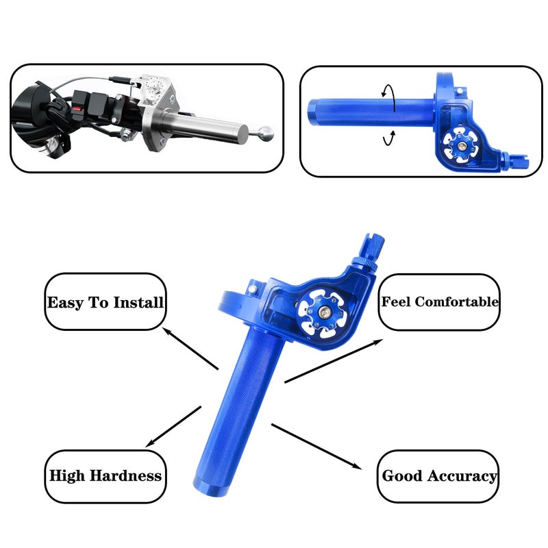 JXPANG Motorcycle Throttle Grip 7/8"" 22Mm Cnc Aluminum Quick Twister With Throttle Cable For Klx Cr Crf Exc Xr Crf50 Crf230 50 70 110 125 230 250 Dirt Pit Bike Motocross Motorbike Quad Atv (Blue) - Image 3