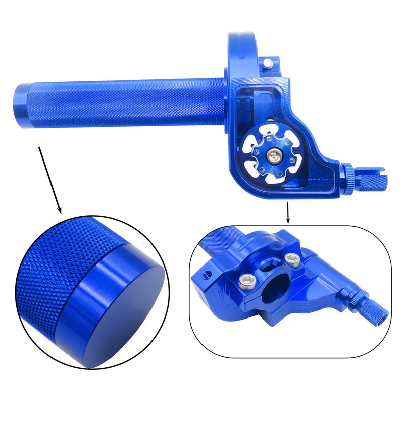 JXPANG Motorcycle Throttle Grip 7/8"" 22Mm Cnc Aluminum Quick Twister With Throttle Cable For Klx Cr Crf Exc Xr Crf50 Crf230 50 70 110 125 230 250 Dirt Pit Bike Motocross Motorbike Quad Atv (Blue) - Image 4