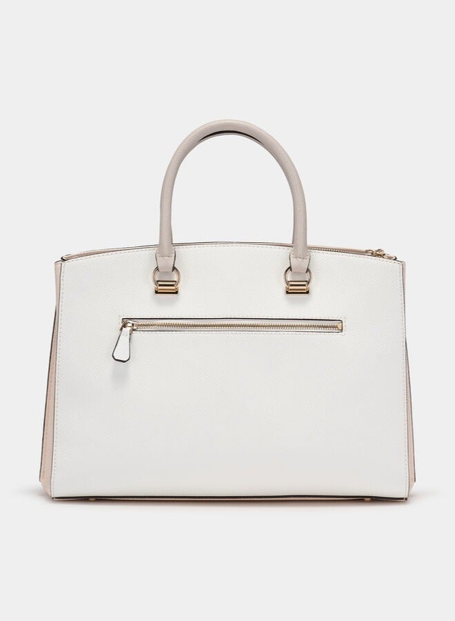 GUESS GUESS Womens Alexie Satchel Bag Satchel Bag White  - Image 3