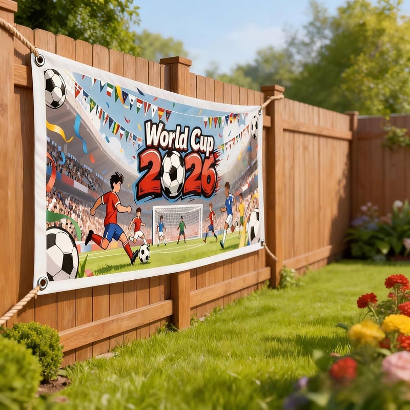 ARS FIFA World Cup 2026 Banner Wall Art, Party, Party Backdrop, Football Party – Premium Fabric Poster, Banner, Large Banner, Durable Weather-Resistant Hanging Banner with Metal Rings for Indoor & Outdoor Decoration - Image 3