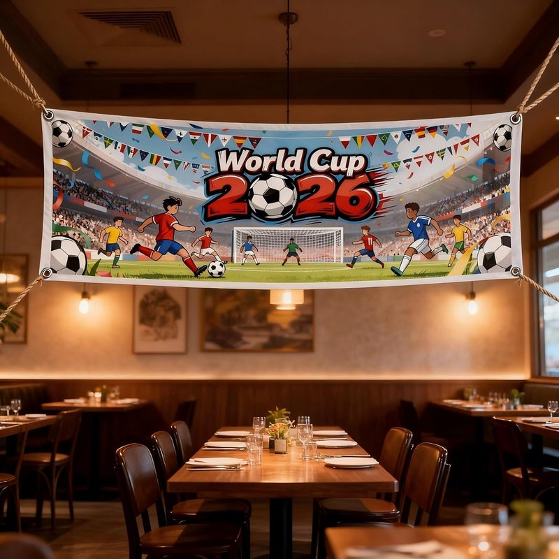 ARS FIFA World Cup 2026 Banner Wall Art, Party, Party Backdrop, Football Party – Premium Fabric Poster, Banner, Large Banner, Durable Weather-Resistant Hanging Banner with Metal Rings for Indoor & Outdoor Decoration - Image 1