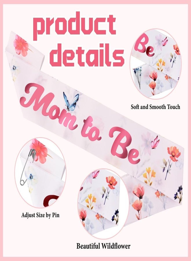 Aufee Pink Wildflower Mom to Be Sash Baby Shower Decorations, Baby in Bloom Mommy to Be Sash Dad to Be Bin, Spring Corsage Pin Set for Baby Shower Decor, Maternity Dress Present, Birthday Gift - Image 5