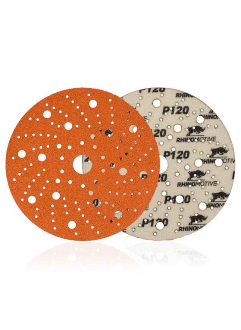 RHINOMOTIVE CERAMIC EXTREME+ Abrasive Discs 150MM MULTIHOLE Grit 120 50Pcs  - Image 1