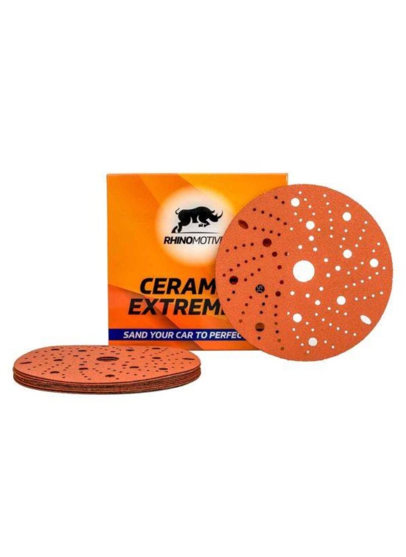 RHINOMOTIVE CERAMIC EXTREME+ Abrasive Discs 150MM MULTIHOLE Grit 120 50Pcs  - Image 4