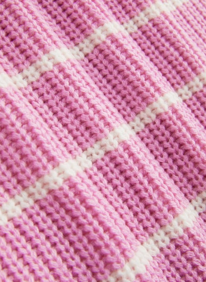 CIDER Women's Cropped Striped Sweater Long Sleeve Crew Neck Trendy Pullover Tops, Pink, M - Image 4