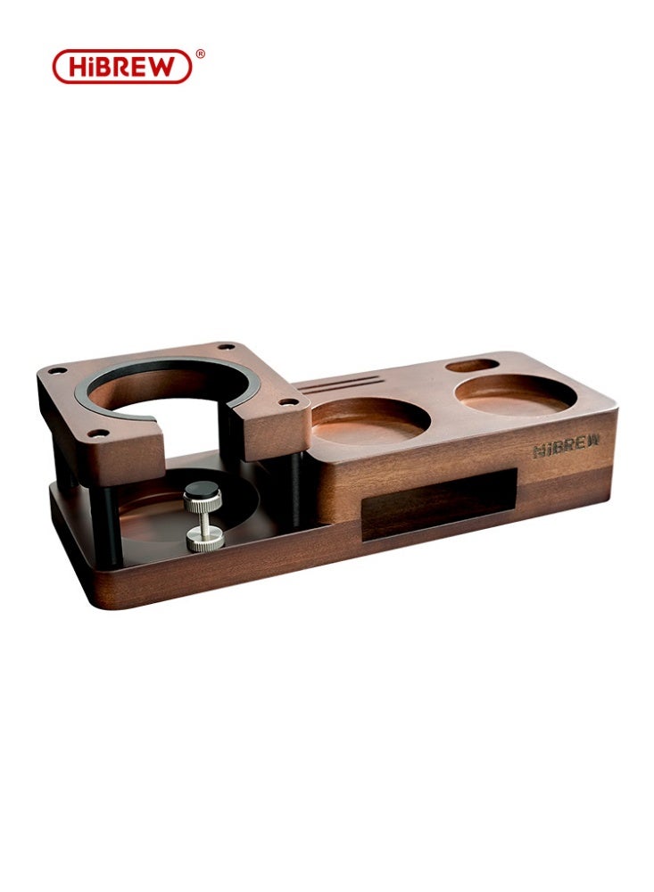 HIBREW Espresso coffee Tamper Base, Adjustable Height Solid Wood Tamping Station, Compatible with 51mm & 58mm Dosing Ring - Image 1