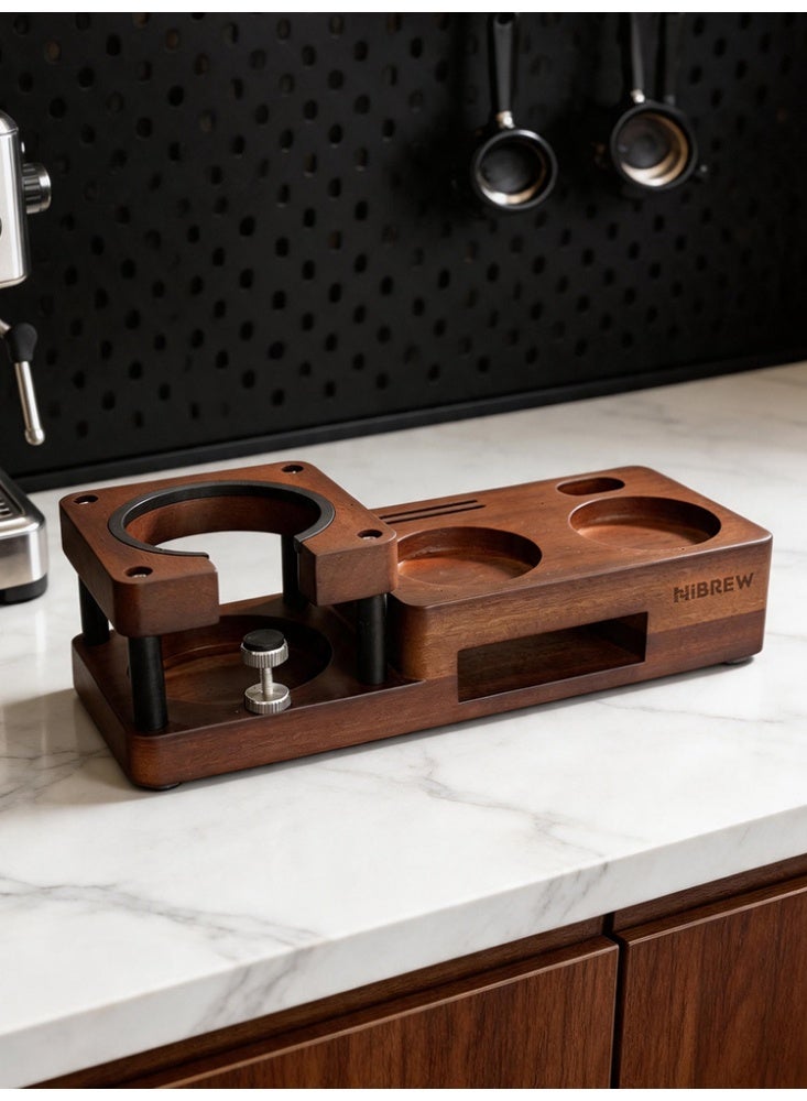 HIBREW Espresso coffee Tamper Base, Adjustable Height Solid Wood Tamping Station, Compatible with 51mm & 58mm Dosing Ring - Image 3