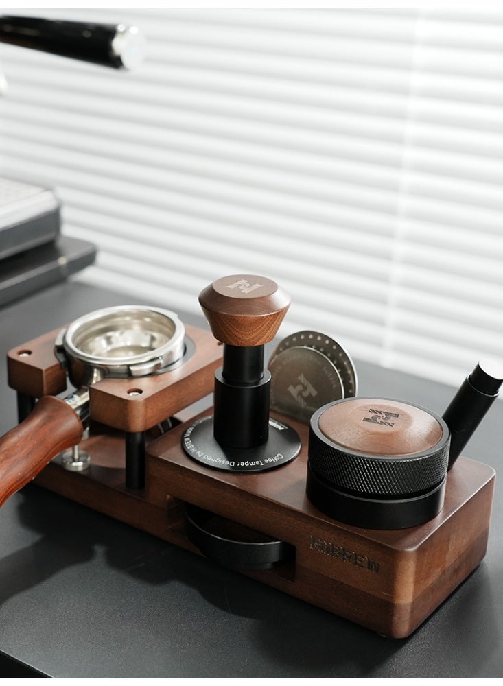 HIBREW Espresso coffee Tamper Base, Adjustable Height Solid Wood Tamping Station, Compatible with 51mm & 58mm Dosing Ring - Image 4