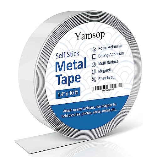 Yamsop Adhesive Metal Strips for Magnets (1.4" x 10 ft), Metal Tape Self Adhesive for Magnets, Ferrous Tape Metal Tape Self Adhesive - Image 1