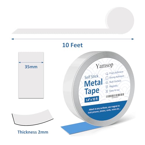 Yamsop Adhesive Metal Strips for Magnets (1.4" x 10 ft), Metal Tape Self Adhesive for Magnets, Ferrous Tape Metal Tape Self Adhesive - Image 5