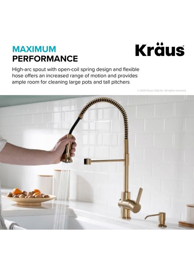 KRAUS Britt Commercial Style Pre-Rinse Kitchen Faucet with Deck Plate in Brushed Gold, KPF-1690BG - Image 4