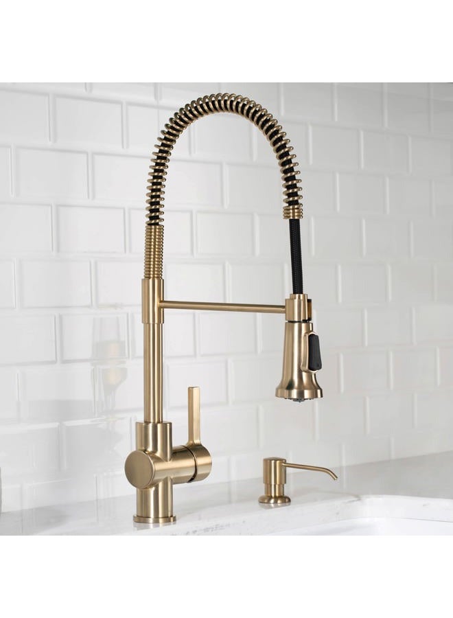 KRAUS Britt Commercial Style Pre-Rinse Kitchen Faucet with Deck Plate in Brushed Gold, KPF-1690BG - Image 2