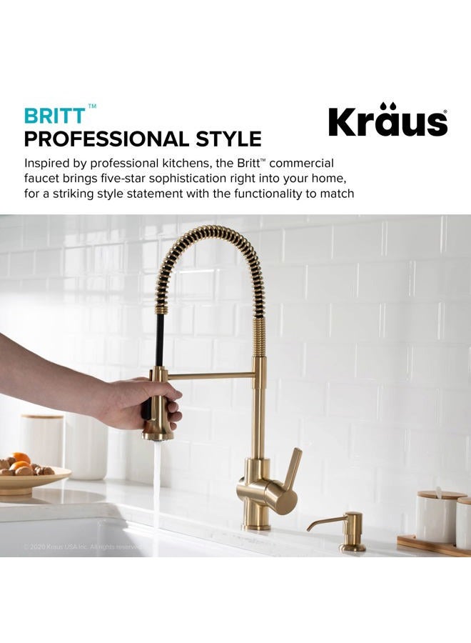 KRAUS Britt Commercial Style Pre-Rinse Kitchen Faucet with Deck Plate in Brushed Gold, KPF-1690BG - Image 3