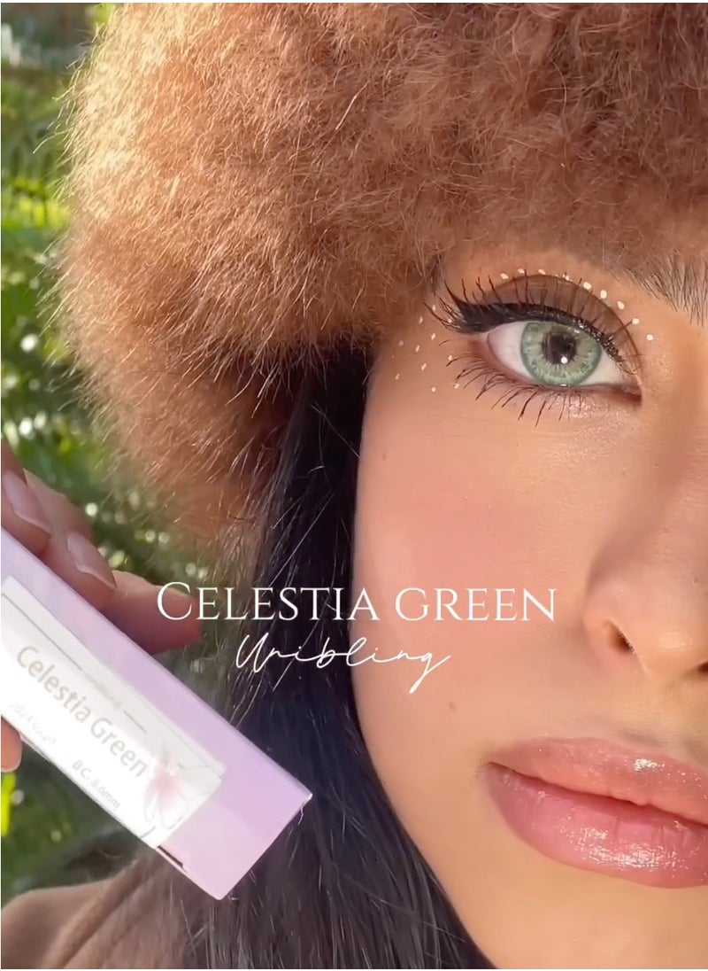 Unibling Celestia Green Yearly Colored Contact Lenses, Unisex Cosmetic Contact Lenses, Enlargement Collection, Light Green, With Case  - Image 3
