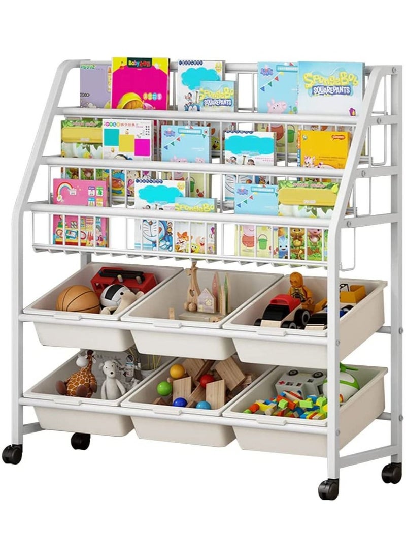 DubaiGallery Kids Toy Rack Organizer Cabinet Storage Book Shelf Container Box Baby Children Shelves Bookshelf Organizer Story Book  - Image 1