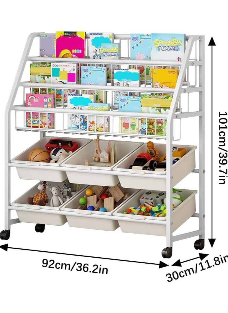 DubaiGallery Kids Toy Rack Organizer Cabinet Storage Book Shelf Container Box Baby Children Shelves Bookshelf Organizer Story Book  - Image 4