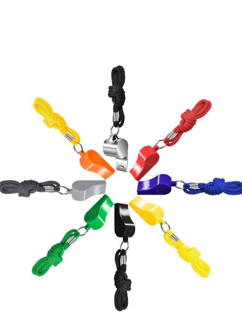 KASTWAVE Whistles, 8 Packs Coaches Referee Whistles with Lanyards, Loud Crisp Sound, Colorful Plastic and Stainless Steel Football for Sports Lifeguards Survival Emergency Training - Image 5