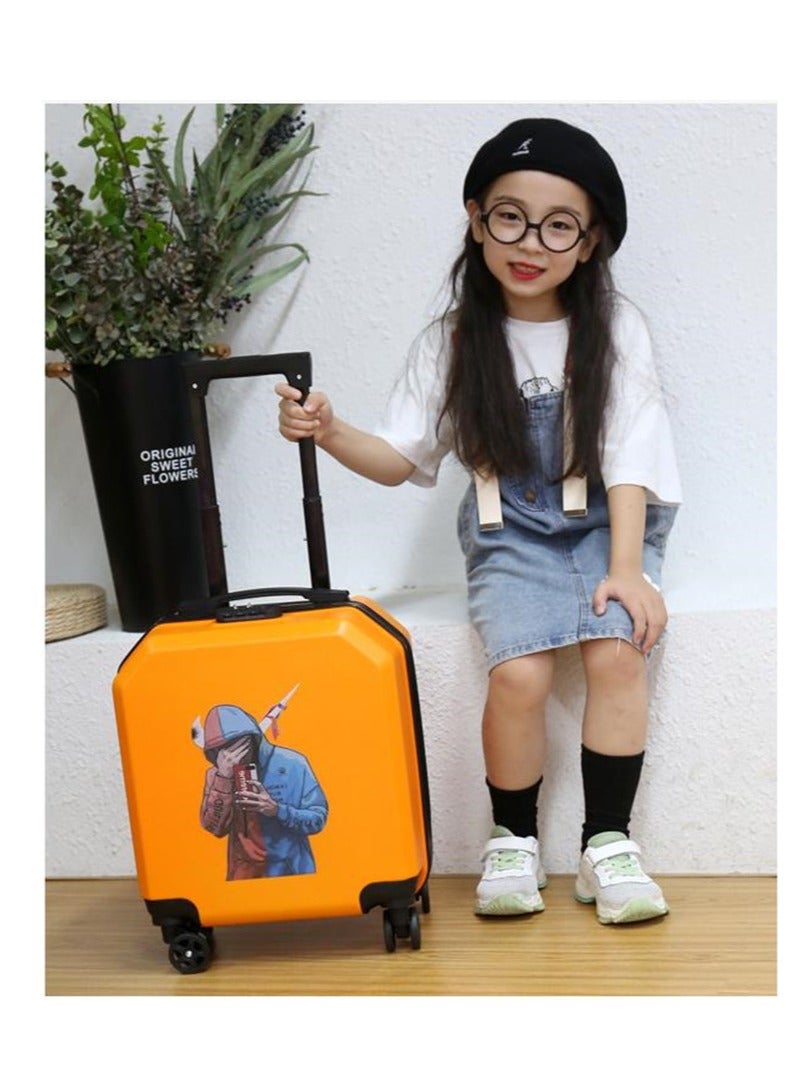 Golden Travel Kid's Luggage 18inch Carry on Hard Side Upright Cartoon Wheeled Suitcases - Image 1