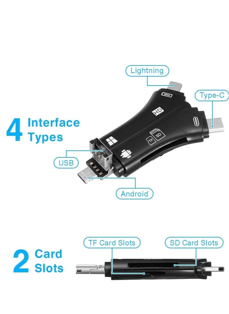 SYOSI - SD Card ReaderTF Card Reader 4 in 1 Memory Card Reader Adapter Trail Camera Card Reader with Type C Connector USB2.0 USB OTG Interface for iPhone iPad Android MacBook PC Laptop - Image 1