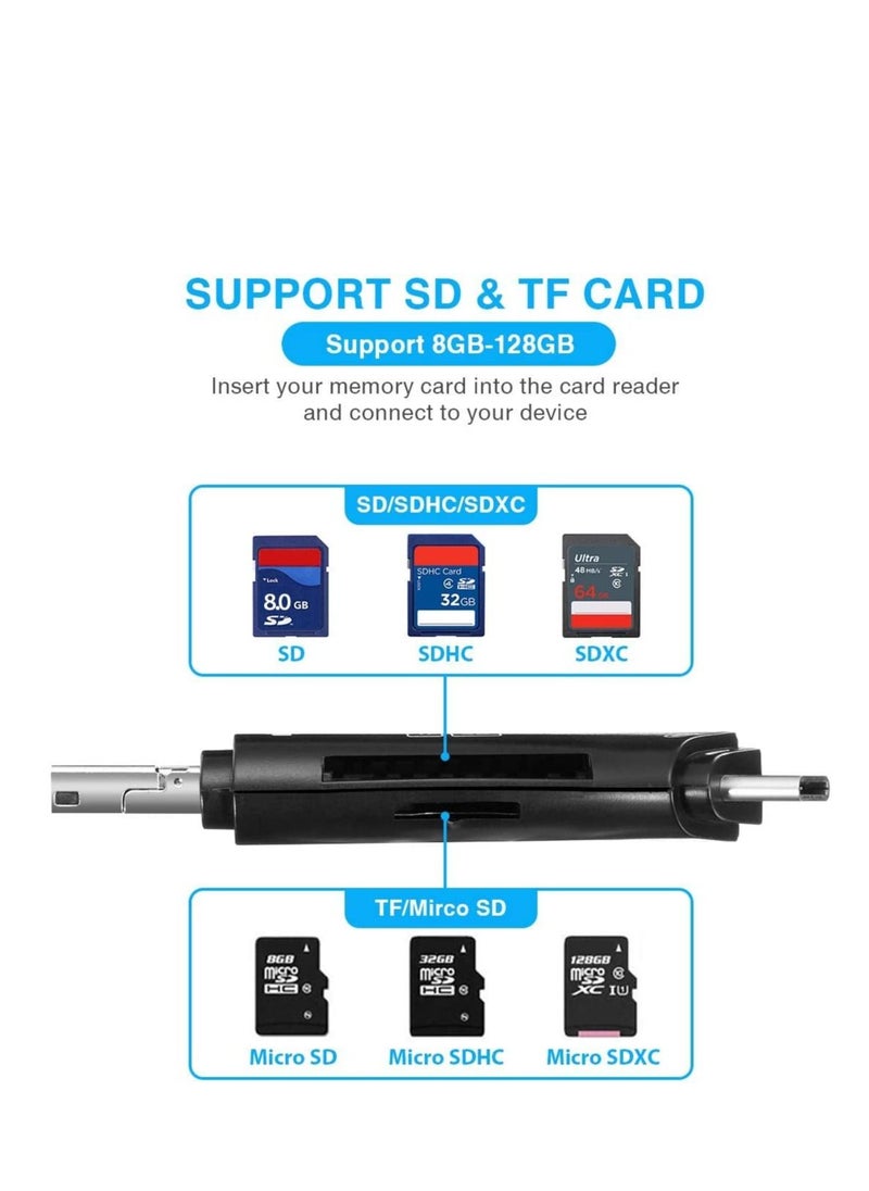 SYOSI - SD Card ReaderTF Card Reader 4 in 1 Memory Card Reader Adapter Trail Camera Card Reader with Type C Connector USB2.0 USB OTG Interface for iPhone iPad Android MacBook PC Laptop - Image 1