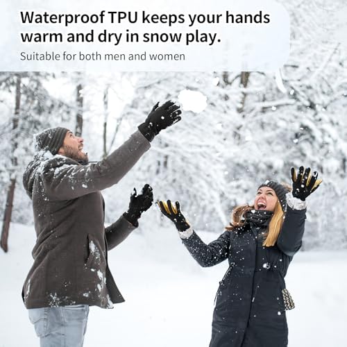 OZERO Winter Gloves for Men Women: -20F Deerskin Waterproof Windproof Leather Polar Fleece Cotton Warm Thermal Insulated Womens Mens Gloves Winter Work Running in Cold Weather-L Tan Black - Image 5