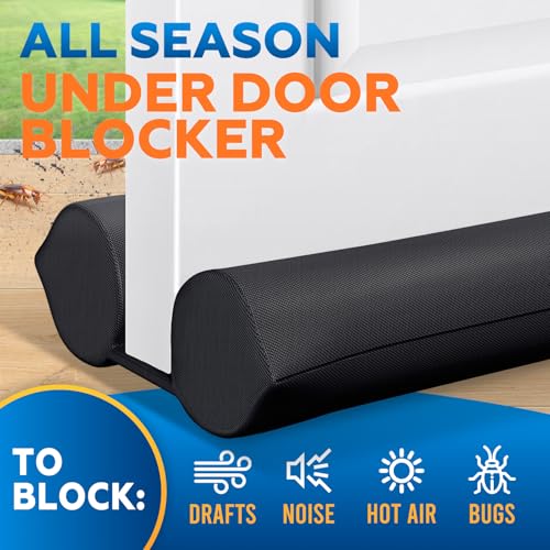 Comfyanno Under Door Draft Stopper Bottom Door Gap Filler Seal Fits 26 to 32 Door Block Cold Air Noise Sound Wind Bugs Easy to Install Double Side Block No Adhesive Black - Image 3