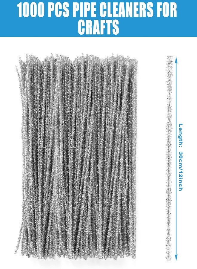 JMIATRY 1000PCS Silver Glitter Pipe Cleaner, 6 mm x 12 Inch Sparkly Pipe Cleaners for Crafts Silver Metallic Pipe Cleaners Bulk Thick Fluffy Chenille Stems for Crafts and Art Supplies - Image 2