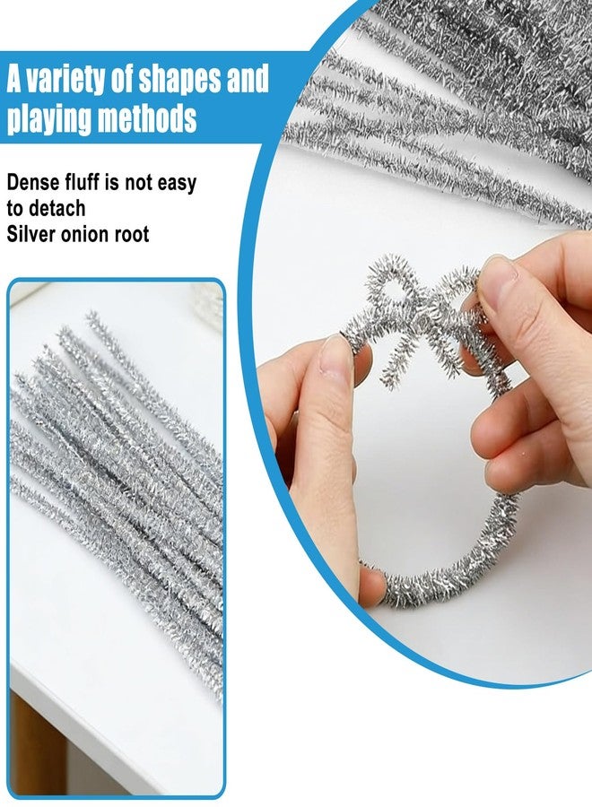 JMIATRY 1000PCS Silver Glitter Pipe Cleaner, 6 mm x 12 Inch Sparkly Pipe Cleaners for Crafts Silver Metallic Pipe Cleaners Bulk Thick Fluffy Chenille Stems for Crafts and Art Supplies - Image 3