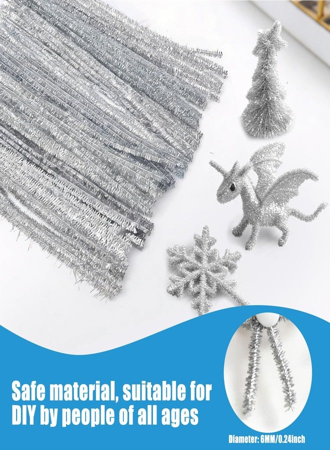 JMIATRY 1000PCS Silver Glitter Pipe Cleaner, 6 mm x 12 Inch Sparkly Pipe Cleaners for Crafts Silver Metallic Pipe Cleaners Bulk Thick Fluffy Chenille Stems for Crafts and Art Supplies - Image 4