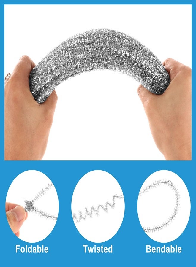 JMIATRY 1000PCS Silver Glitter Pipe Cleaner, 6 mm x 12 Inch Sparkly Pipe Cleaners for Crafts Silver Metallic Pipe Cleaners Bulk Thick Fluffy Chenille Stems for Crafts and Art Supplies - Image 5