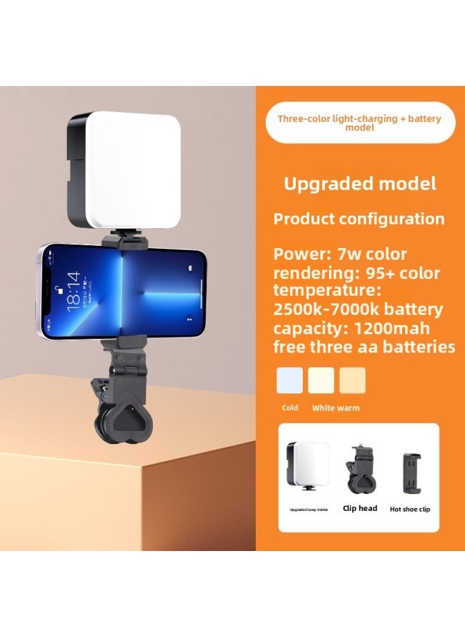 Generic - Customized Handheld Photography Lighting Selfie Fill Light Flap Pocket Pants Light Processing Rgb Cyberpunk Mini Live Broadcast Lighting-Specification:Pocket Light - Upgraded Three Colors (rechargeable + Battery Model) + Clip Head + One-word Clip - Image 1