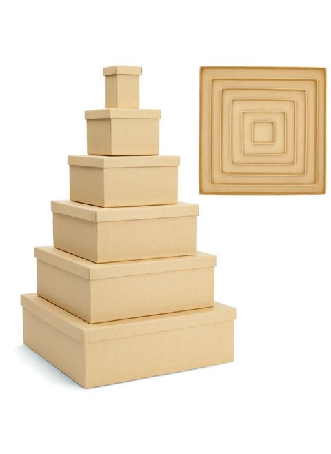 Bright Creations 6-Pack Decorative Nested Boxes with Lids, Assorted Sizes, Square Nesting Gift Box, Large to Small, Thick Paper Board, Stackable Gift Boxes for Presents, Wedding, Birthday, DIY