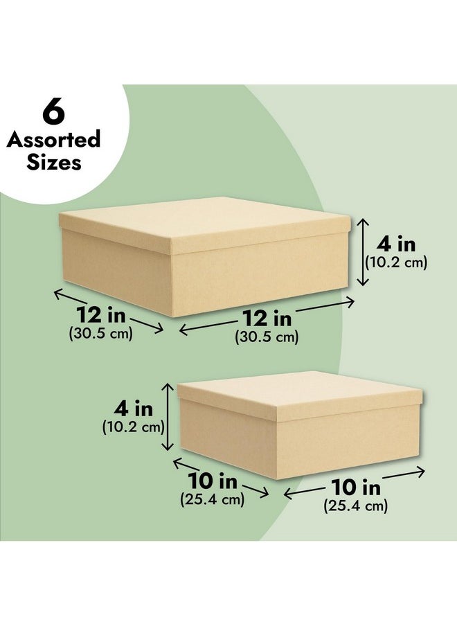 Bright Creations 6-Pack Decorative Nested Boxes with Lids, Assorted Sizes, Square Nesting Gift Box, Large to Small, Thick Paper Board, Stackable Gift Boxes for Presents, Wedding, Birthday, DIY