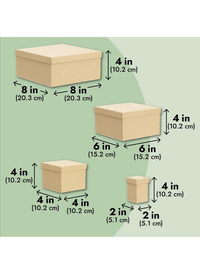 Bright Creations 6-Pack Decorative Nested Boxes with Lids, Assorted Sizes, Square Nesting Gift Box, Large to Small, Thick Paper Board, Stackable Gift Boxes for Presents, Wedding, Birthday, DIY