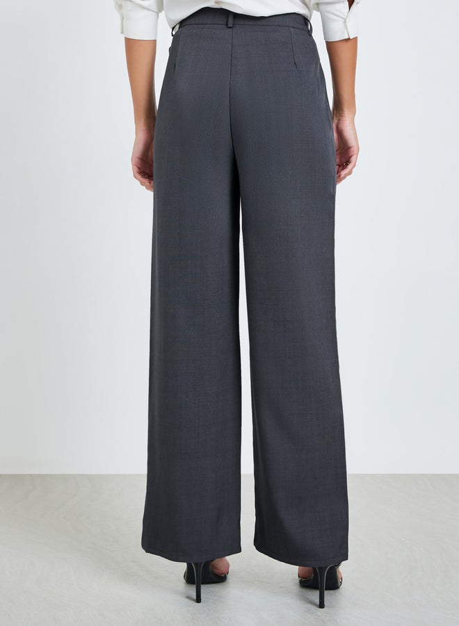 Styli Grey Wide Leg Pleated Pants - Image 4