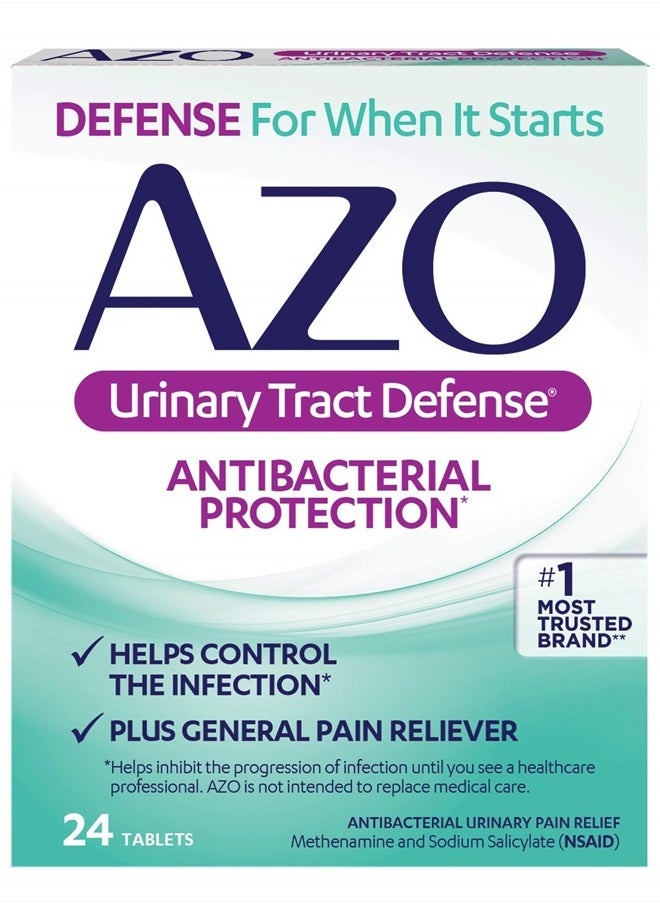 AZO Urinary Tract Defense Antibacterial Protection, Helps Control a UTI Until You Can See a Doctor, No. 1 Most Trusted Urinary Health Brand, 24 Count (Pack of 1)  - Image 1