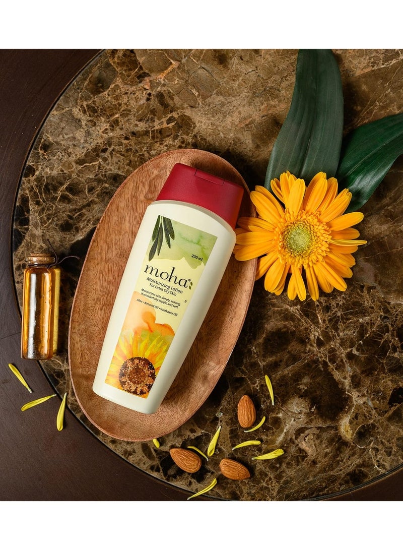 MOHA Moisturizing Lotion for extra Dry Skin Deep Moisture For Face & Body With Benefit of Aloe Gel, Almond, Coconut & Olive Oil - 200ml (Pack of 1) - Image 2