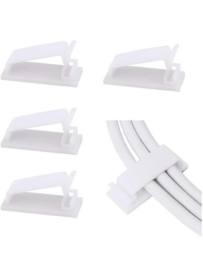 HOOKOR 50PCS Cable Clips, Self Adhesive Cable Management Clips, Cord Organizer Wire Clips Cord Holder for Appliances PC Wall Ethernet Cable Under Desk Nightstand Home Office Car (White)